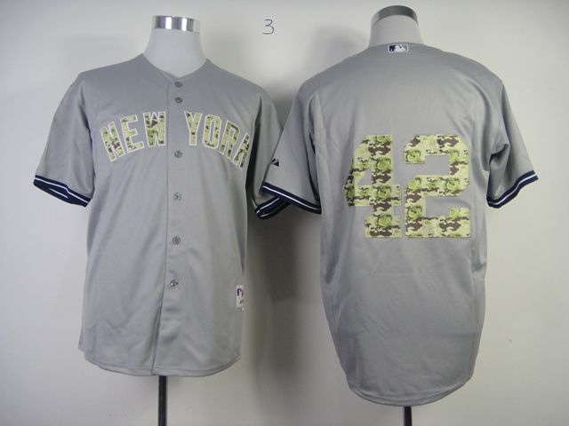 Men New York Yankees #42 Rivera Grey Camo MLB Jerseys->new york yankees->MLB Jersey